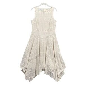 London‎ Times Size 10 Ivory Lace Sleeveless Lined Women's Midi Dress